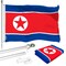G128 Combo Pack: 6 Ft Tangle Free Aluminum Spinning Flagpole (Silver) & North Korea North Korean | 3x5 Ft | LiteWeave Pro Series Printed 150D Polyester | Pole with Flag Included
